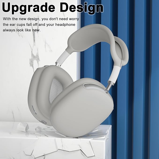 ATUAT for AirPods Max Headphones Case, Protective Silicone Case Cover Skin Accessories Anti-Scratch for Women Men for Apple AirPods Max 2024/2020 (USB-C/Lightning), Grey