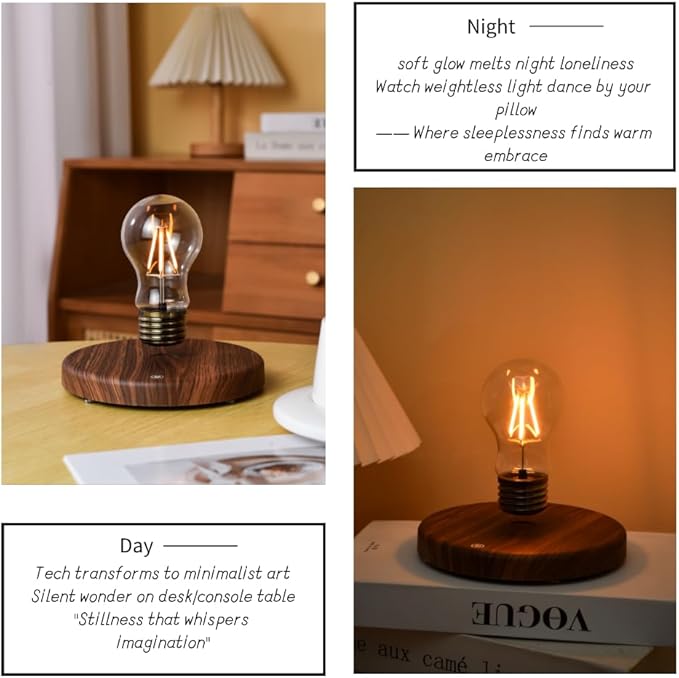 MOOCCI Magnetic Levitation Bulb 360° Rotating Ambient Light, Ideal for Home Decor, Perfect as a Gift for Valentine's Day, Halloween, Christmas, or Anniversary Celebrations