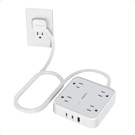 TESSAN Surge Protector Flat Extension Cord 5Ft, Flat Plug Power Strip