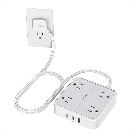 TESSAN Surge Protector Flat Extension Cord 5Ft, Flat Plug Power Strip