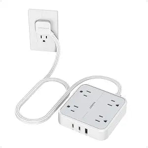 TESSAN Surge Protector Flat Extension Cord 5Ft, Flat Plug Power Strip