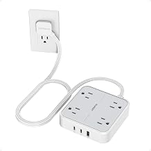 TESSAN Surge Protector Flat Extension Cord 5Ft, Flat Plug Power Strip - Image 1