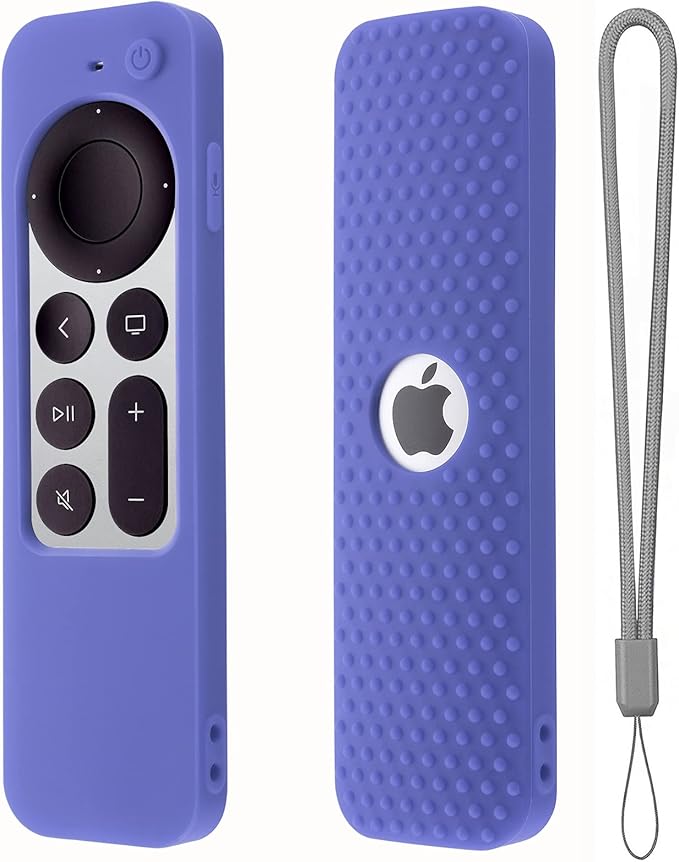Hi Color Silicone Remote Cover for Apple TV Siri Remote (2nd Gen) Soft Silicone Case for Apple TV 4K 3rd Generation Remote Case Cover with Lanyard(Lavender Gray)