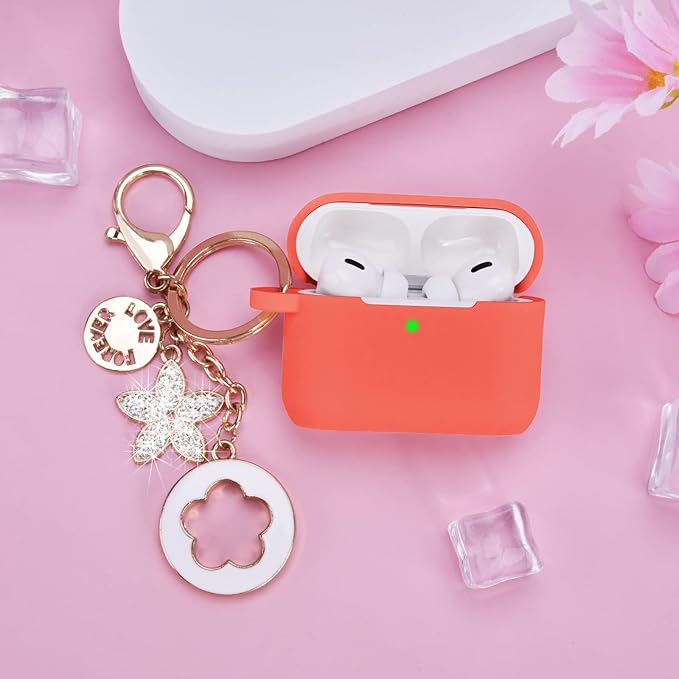Case for Airpods Pro 1st 2nd Generation - VISOOM Airpods Pro 1/2 Cases Cover Women Silicone iPod Pro 2 Earbuds Wireless Charging Case Girl Bling Keychain for Apple Airpod Gen Pro 2