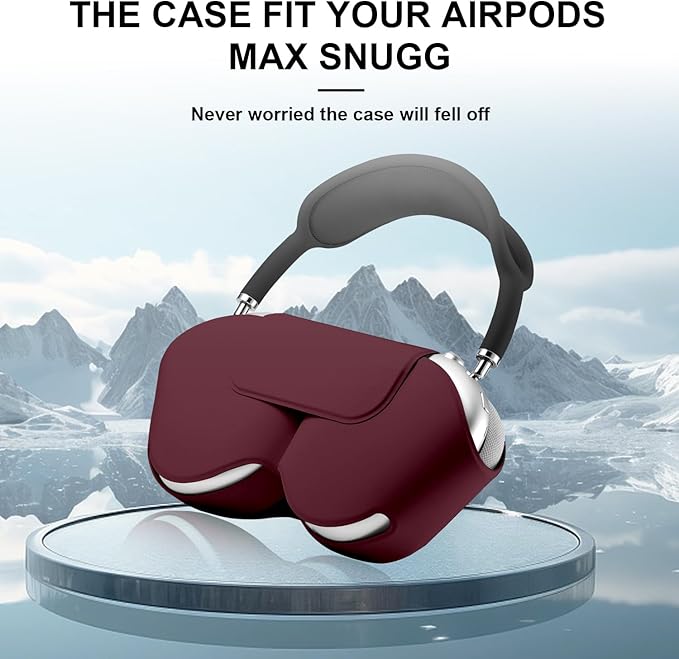 Maxjoy for Apple Airpods Max Smart Case Cover, Soft PU Leather Protective Cover Accessories for Airpod Max with Sleep Mode, Anti-Dust Travel Carrying Case for Airpods Pro Max Headphones, Wine Red
