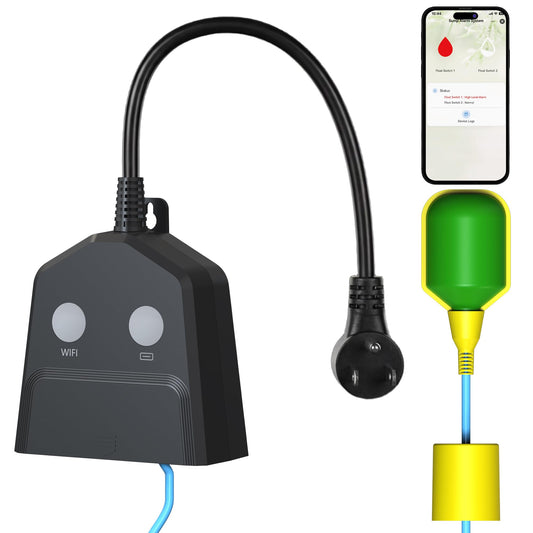 WiFi Sump Pump Alarm,Outlet Cutoff,Smart High/Low Water Detector