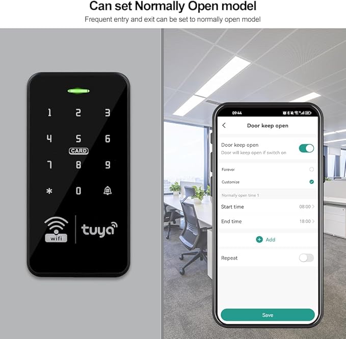 WiFi Access Control Keyboard, Tuya App, Dual Frequency 125 kHz/13.56 MHz, Backlit, WG26/34