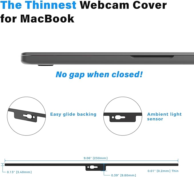 Laptop Webcam Cover Slide - Magnetic Privacy Slider & Webcam Privacy Cover - Ultra-Thin Design & Camera Blockers - Sleek Steel Construction