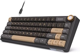RK ROYAL KLUDGE R65 Wired Gaming Keyboard with Volume Knob, 60% Percent RGB Backlit Mechanical Keyboard Gasket Mount with PBT Keycaps, MDA Profile, QMK/VIA, 66 Keys Hot Swappable Cream Switch, Black - Image 1