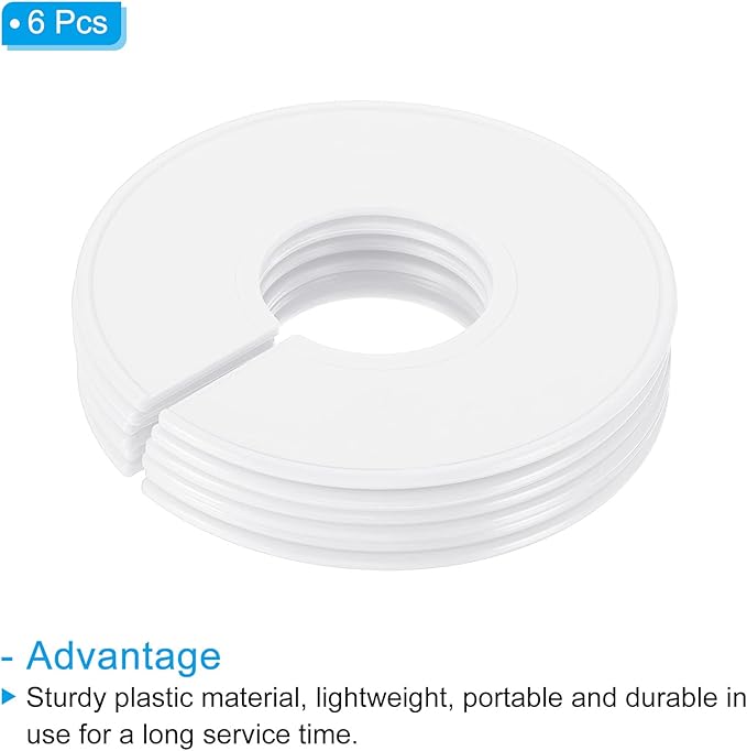 PATIKIL Clothes Dividers, 6 Pack Closet Clothing Rack Size Dividers Blank Labels Sorting Round Separator for Closet, White