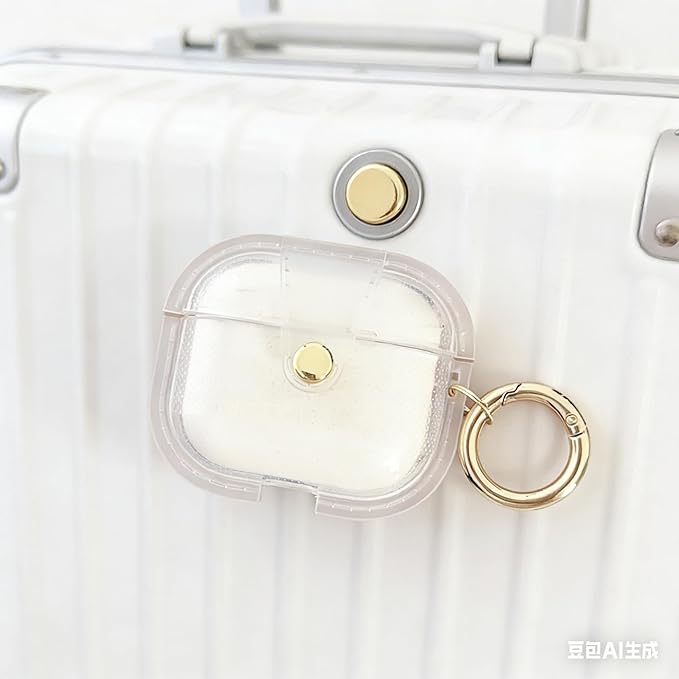 for AirPods Pro 3 Case 2025 with Lock Clear Cases,Soft TPU Cover for Airpods Pro 3rd Case for Air pod Pro 3 Cover with Keychain for Airpods Pro 3 Gen for Women Girls (White)