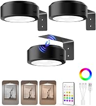 EZVALO Picture Lights for Wall, 2000mAh Rechargeable Battery Magnetic Poster Lights with 3 Color Temps & 12 RGB, Remote Dimmable Timer Painting Light, Wall Decor Light for Art Display, Frame (3 Pack) - Image 1