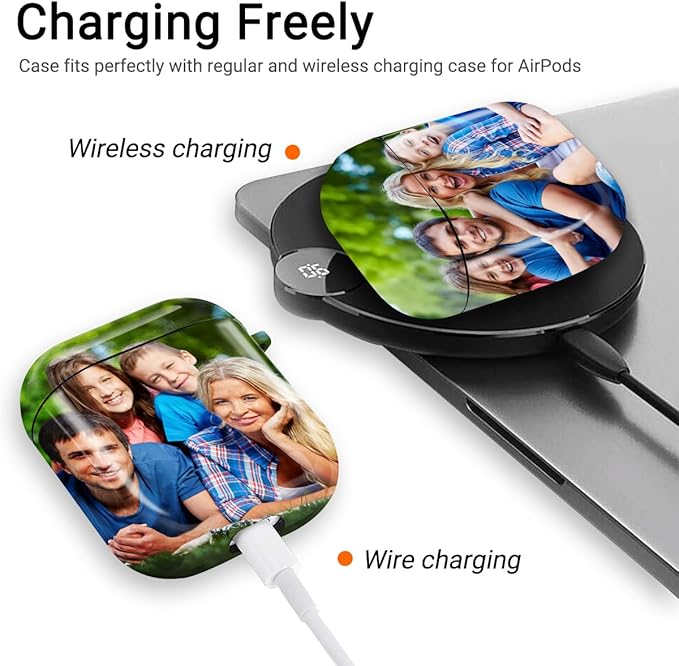Custom Photo Case for AirPods Pro 3 (2025)/Pro 2/Pro, for Air Pods 4th/3rd/2nd/1st Gen with Carabiner Keychain & Cleaner Kit, Personalized Picture Name Text Plastic Hard PC Cover, Full-Wrap Glossy