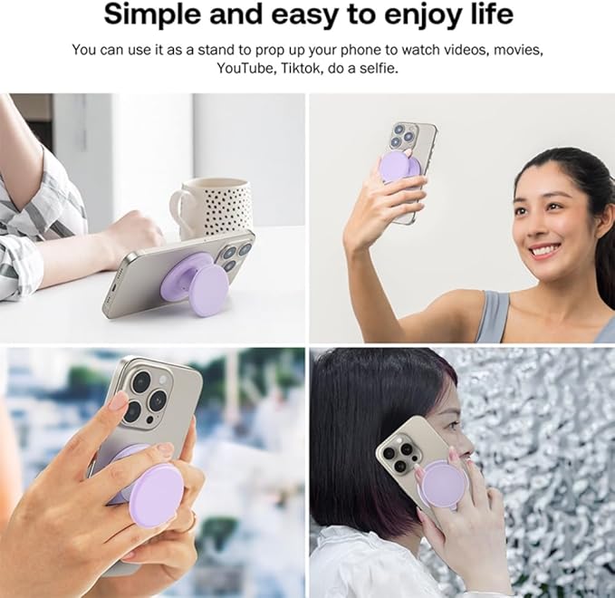 for Magsafe Phone Grip, Magnetic Phone Grip Holder, Magnetic Collapsible Expandible Mobile Phone Grips Stand Holder for iPhone 17 16 15 14 13 12 Series, Purple