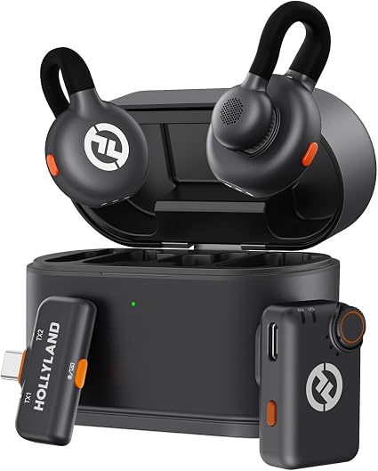 Hollyland Lark M2S Mini Combo (Camera RX+Type-C RX) Wireless Microphone for Camera/iPhone/Android/Laptop, 7g Lightweight, Titanium Clip, 300m Range, Content Creators, Online-Teaching, Streaming