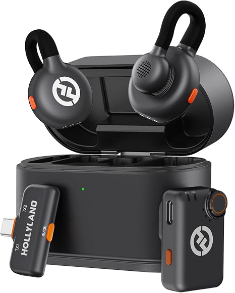 Hollyland Lark M2S Mini Combo (Camera RX+Type-C RX) Wireless Microphone for Camera/iPhone/Android/Laptop, 7g Lightweight, Titanium Clip, 300m Range, Content Creators, Online-Teaching, Streaming