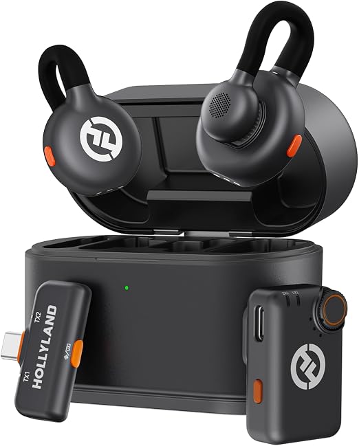 Hollyland Lark M2S Mini Combo (Camera RX+Type-C RX) Wireless Microphone for Camera/iPhone/Android/Laptop, 7g Lightweight, Titanium Clip, 300m Range, Content Creators, Online-Teaching, Streaming