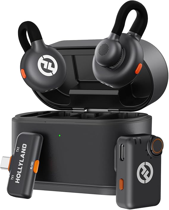 Hollyland Lark M2S Mini Combo (Camera RX+Type-C RX) Wireless Microphone for Camera/iPhone/Android/Laptop, 7g Lightweight, Titanium Clip, 300m Range, Content Creators, Online-Teaching, Streaming
