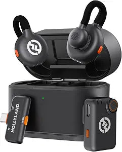 Hollyland Lark M2S Mini Combo (Camera RX+Type-C RX) Wireless Microphone for Camera/iPhone/Android/Laptop, 7g Lightweight, Titanium Clip, 300m Range, Content Creators, Online-Teaching, Streaming