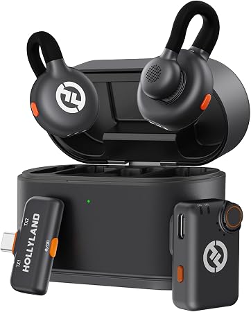 Hollyland Lark M2S Mini Combo (Camera RX+Type-C RX) Wireless Microphone for Camera/iPhone/Android/Laptop, 7g Lightweight, Titanium Clip, 300m Range, Content Creators, Online-Teaching, Streaming