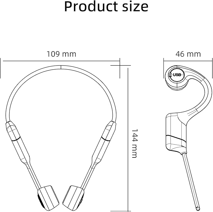 Bone Conduction Headphones - Open-Ear Headphones with MIC, Bluetooth 5.4, 20Hr Long Battery Life, IPX5 Waterproof for Sports Workouts Cycling Running Gym Hiking,Black