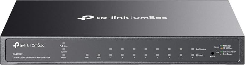 TP-Link TL-SG2210P V3 | Jetstream 8 Port Gigabit Smart Managed PoE Switch | 8 PoE+ Ports @61W, 2 SFP Slots | Omada SDN Integrated | PoE Recovery | IPv6 | Static Routing | Limited Lifetime Protection - Image 1