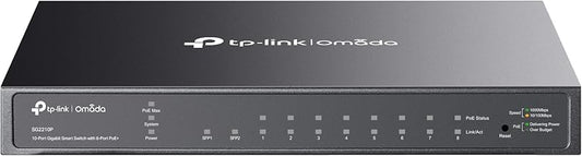 TP-Link TL-SG2210P V3 | Jetstream 8 Port Gigabit Smart Managed PoE Switch | 8 PoE+ Ports @61W, 2 SFP Slots | Omada SDN Integrated | PoE Recovery | IPv6 | Static Routing | Limited Lifetime Protection - Image 1