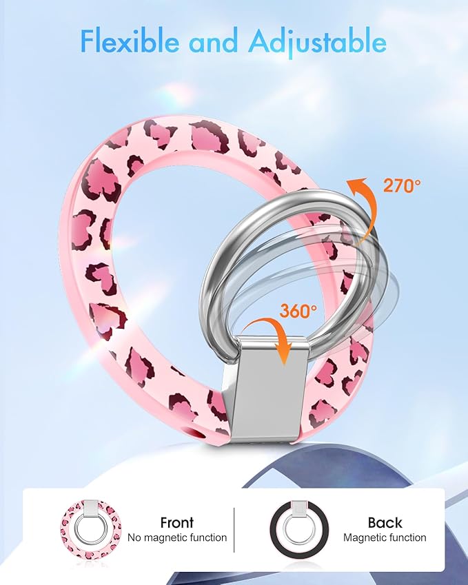 Toycamp Phone Grip Ring Holder Compatible with MagSafe - Magnetic Phone Grip Stand Women Cute Painting Removable Rotatable Magnet Accessories for iPhone 17 Pro Max/16/15/14/13/12 Series, Leopard