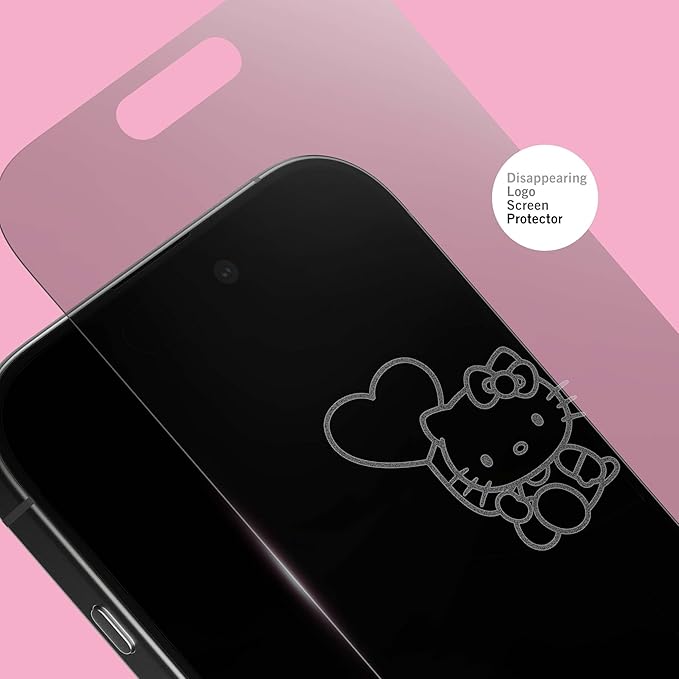 Hello Kitty Balloon Clear Screen Protector for iPhone 14 Pro Max - with Disappearing Logo - Scratch-Resistant and Easy-to-Install Screen Protectors (Includes Installation Tray)