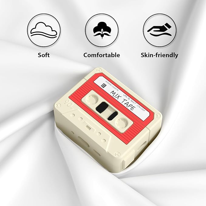 AirPods Pro 3 Case Cover, KOREDA Funny Cassette Tape Design Case for Airpods Pro 3rd Generation 2025, Cute Cartoon Fashion Silicone Protective Case for Women Men (Off-White)
