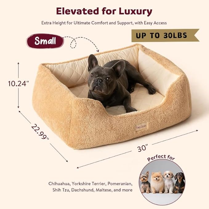 Self-Warming Orthopedic Dog Bed for Small Dogs & Puppies - Memory Foam for Joint Pain & Arthritis, Pet Bed w/Washable Removable Cover & Waterproof Liner, Dog Couch w/Raised Bolster & Non-Slip Base
