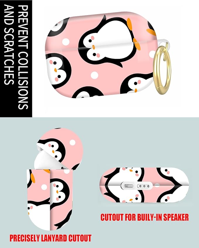 Compatible with Airpod Pro 2nd/1st Generation,Full Protection Cover for Women,Accessories Hard Case Portable & Shockproof for Airpod Pro 2nd Charging Case 2023/2022/2019(Cute Penguin)