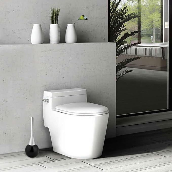 Toilet Brush and Holder Set, Toilet Brush Set Toilet Bowl Brush with Stainless Steel Base Toilet Bowl Brush and Holder for Home(01)