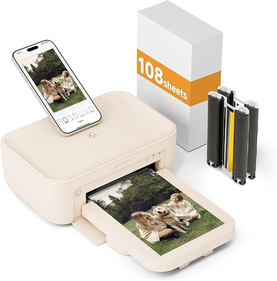 HPRT Photo Printer 4×6”,Wi-Fi for Phone, Thermal Dye-Sublimation,Beige