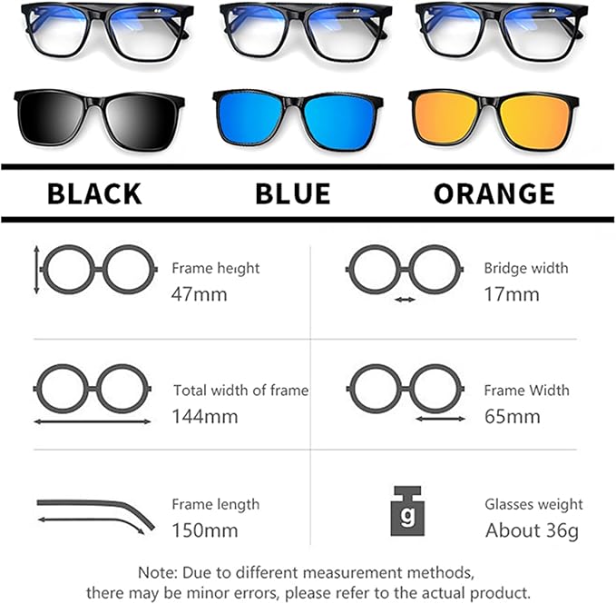 Smart Bluetooth Glasses for Women Men with Magnetic Lenses Music Sunglasses UV400 Open Ear,Clear Calls,Outdoor Driving (with Orange Lens)
