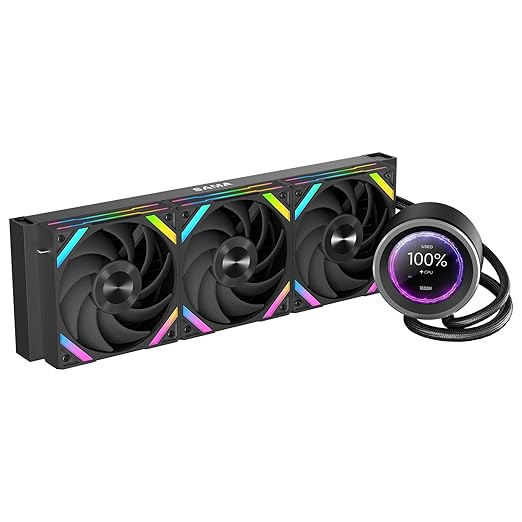 SAMA Q60 360mm AIO Liquid CPU Cooler, 2.8" LCD Display, Quiet FDB PWM Fans, High-Performance Pump, Intel LGA 1700/1851/1200/115X/2011/1366 & AMD AM5/AM4 Compatible ??Black