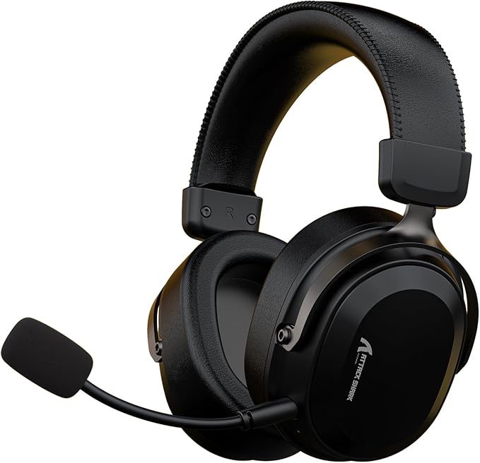 ATTACK SHARK L30PRO Wireless Gaming Headset,7.1 Surround Sound, 50mm Drivers,20ms Low Latency,Detachable Noise-Canceling Mic, Aluminum Alloy Frame,Tri-Mode Connectivity Over-Ear Headset-Black