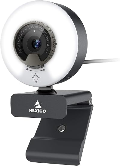 NexiGo N960E 1080P 60FPS Webcam with Light, Software Included, Fast AutoFocus, Built-in Privacy Cover, USB Web Camera, Dual Stereo Microphone, for Zoom Meeting Skype Teams Twitch - Image 4