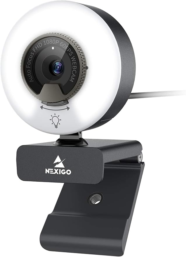 NexiGo N960E 1080P 60FPS Webcam with Light, Software Included, Fast AutoFocus, Built-in Privacy Cover, USB Web Camera, Dual Stereo Microphone, for Zoom Meeting Skype Teams Twitch - Image 8