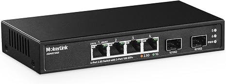 MokerLink 4 Port 2.5G Ethernet Switch with 2 Port 10G SFP+ Slot, 4 x 2.5G Base-T Ports Compatible with 10/100/1000Mbps, Metal Unmanaged Fanless Small Network Switch - Image 5