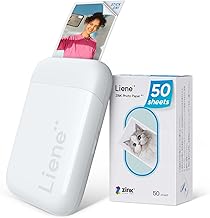 Liene Pearl K100 2x3” Photo Printer, Mini Instant Portable Color Picture Printer Bundle 50 Zink Adhesive Paper, Bluetooth 5.2 Compatible w/iOS & Android Small Phone Sticker for iPhone Smartphone White - Image 1