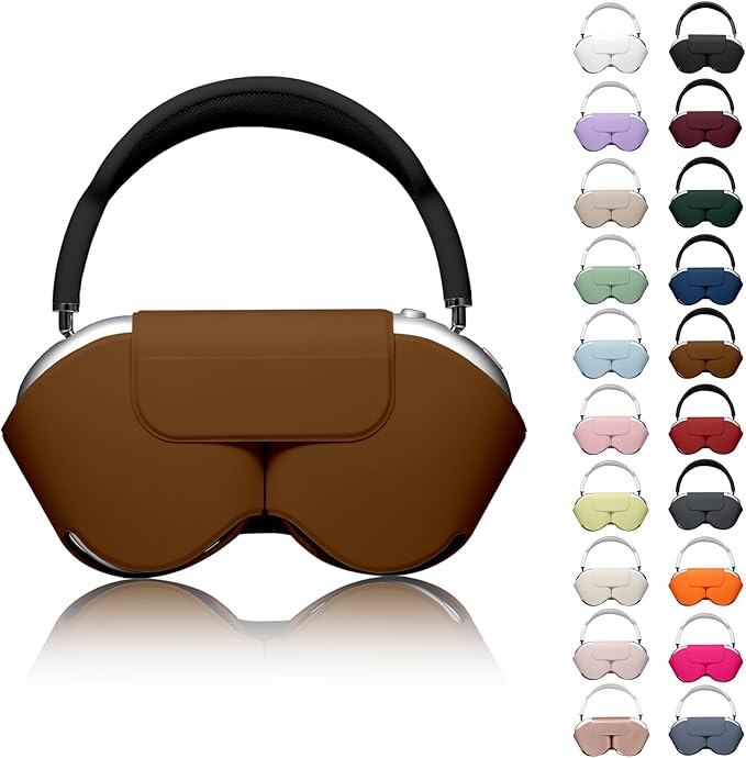 for Apple Airpods Max Case,Headphones Protective Case for AirPod Max Supports Sleep Mode, Anti-Scratch and Anti-Dust,Airpod Pro Max by PU Leather,Brown 2