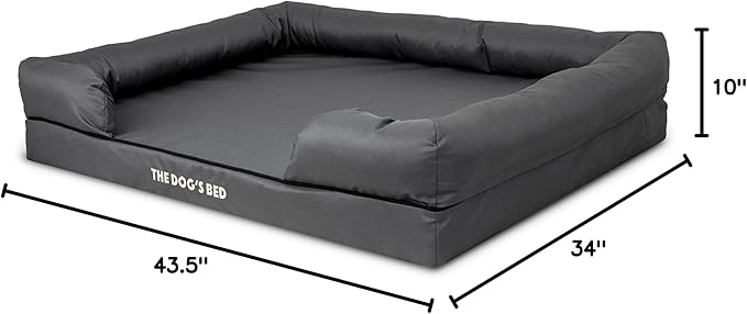 The Dog’s Bed XL Grey, Memory Foam, Pain Relief: Arthritis, Hip & Elbow Dysplasia, Post Surgery, Lameness, Supportive, Calming, Waterproof Washable Cover