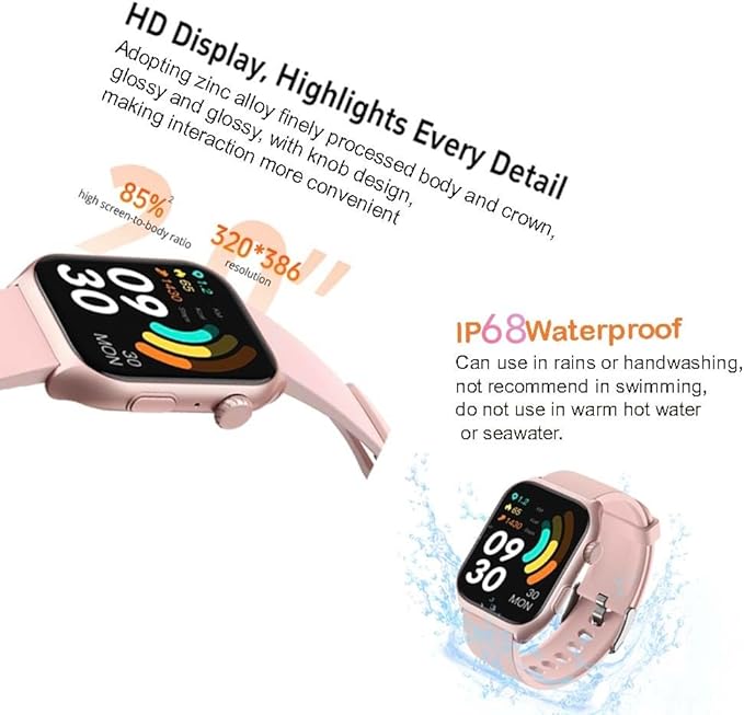 Fitness Tracker Smart Watch (Answer/Make Call) with Heart Rate Monitor/Step Counter/Calories, Activity Tracker Sleep Monitor, IP68, Health Tracker Pedometer Stopwatch for Man Women
