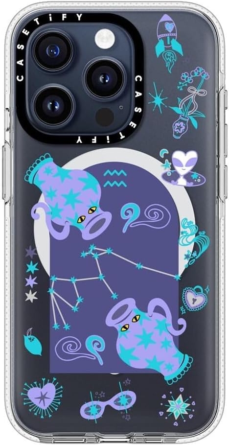 CASETiFY Clear iPhone 15 Pro Case [Not Yellowing / 6.6 ft. 3X Military Grade Drop Protection/Compatible with Magsafe] - Aquarius - Clear