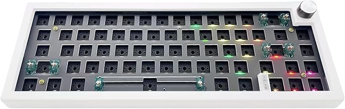 BOYI GMK67Pro Keyboard Barebones Kit,QMK/VIA Programmable BT5.0/2.4G/Type-C Tri-Mode Wireless RGB Gasket Mounted 65% Compact Custom RGB 4000mAh Mechanical Keyboard with Knob DIY Kit(White) - Image 1