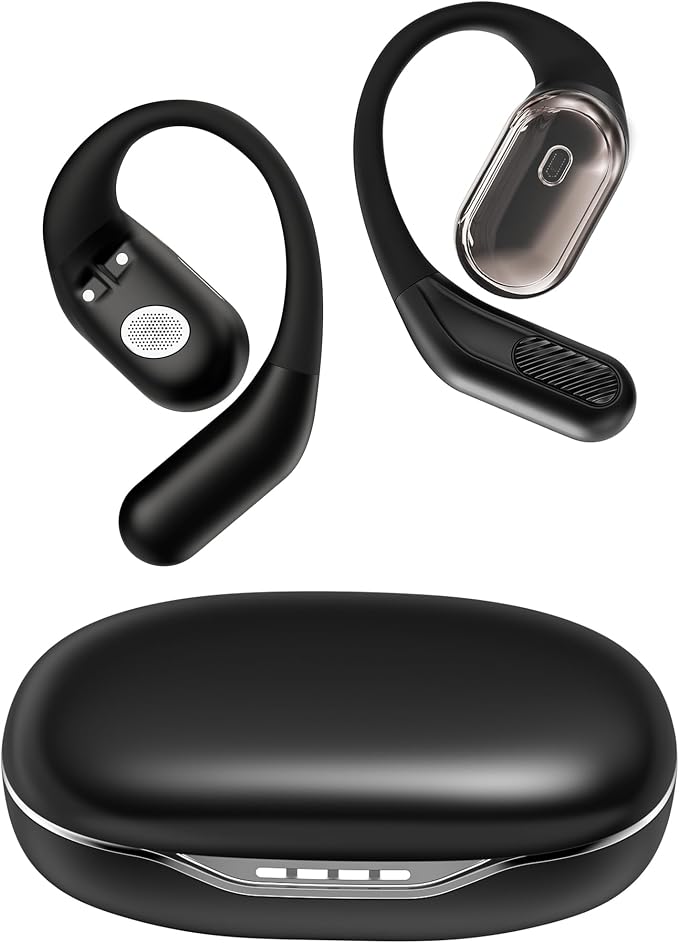 Open Ear Headphones, Over Ear Earbuds with Ear Hooks, True Wireless Bluetooth 6.0 Earphones with Mics, Stereo Sound, Ultra-Comfort, 60H Playtime, IPX7 Waterproof Ear Buds for Running Workout