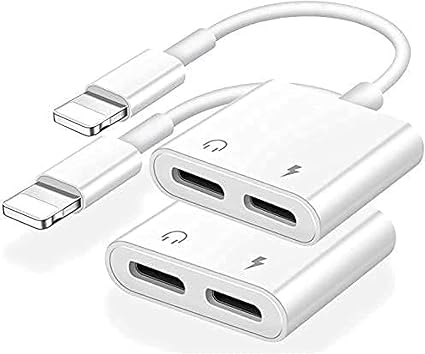 [Apple MFi Certified] 2PACK iPhone Lightning to 2 Lightning Adapter, Dual Lightning AUX + Charger Adapter Dongle Cable Splitter Compatible for iPhone 12/11/SE/X/XR/XS/8/7/6 Support Call + Charging
