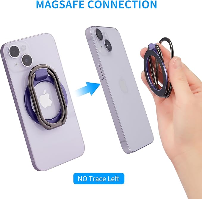 Magnetic Phone Ring Holder Stand for Mag Safe Finger Grip Adjustable Phone Ring Kickstand Mag Safe Accessories for iPhone 16/15/14/13/12 Series Removable for Wireless Charging