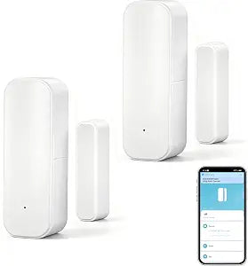 WiFi Door Sensor Window Detector: Smart Window Contact Sensor, Wireless Magnetic Door Open Detector with Free Notification Alerts, Compatible with Alexa Google Assistant (2-Pack)